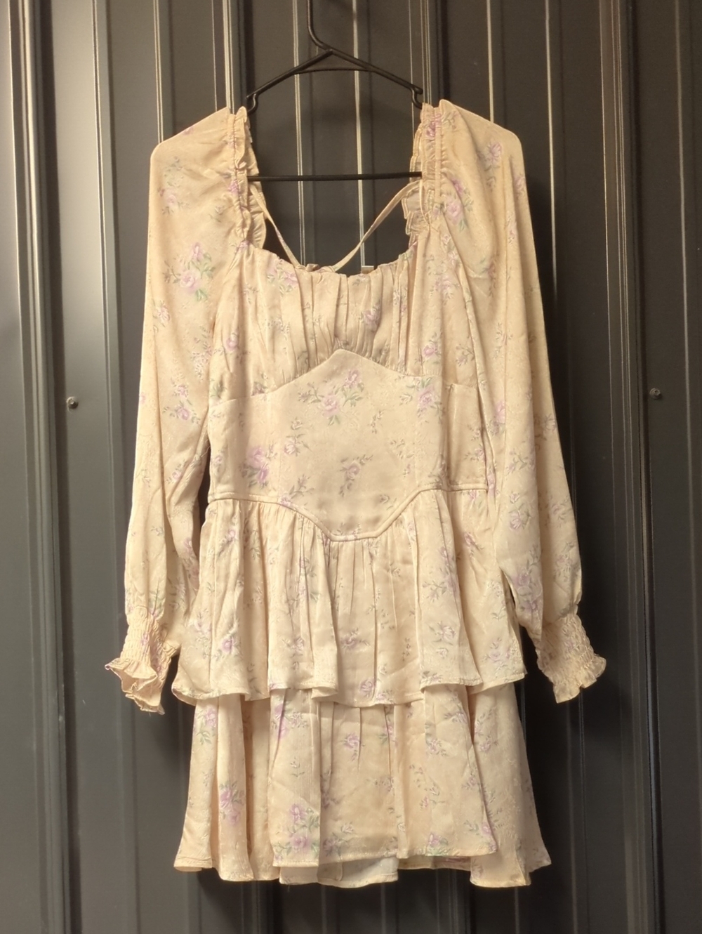Francesca's Cream Floral Tiered Sundress